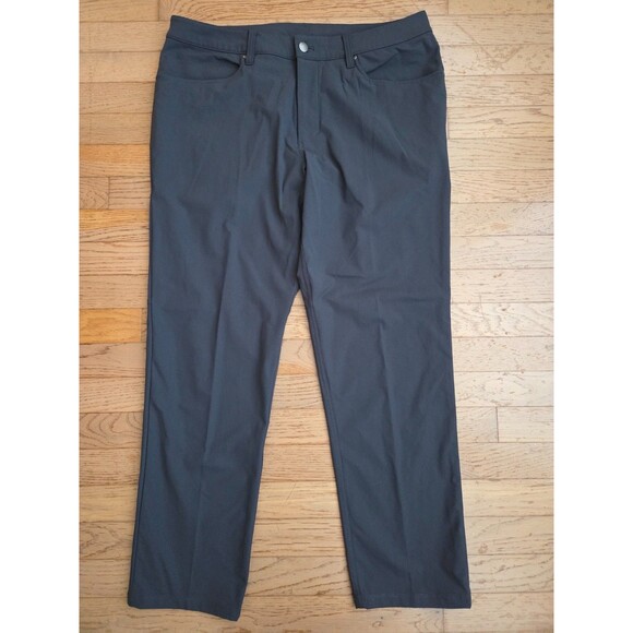 Lululemon Pants Mens Charcoal ABC Trousers Slim Fit 5 Pocket Sz 35 EUC - Picture 1 of 6